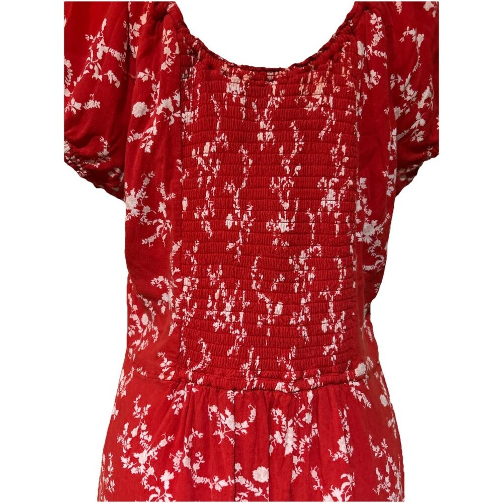 Abercrombie Fitch Floral Dress Puff Sleeves Smocking Peasant Milkmaid Dress XL - Picture 10 of 12